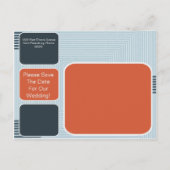 Moderne geometrische Hochzeit speichert das Datum Ankündigungspostkarte (Rückseite)