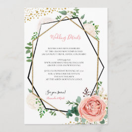 Moderne geometrische Hochzeitkarte mit Gold und Ro Einladung