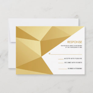 Moderne geometrische Hochzeitsantwortkarte in Gold RSVP Karte