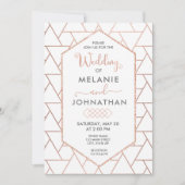 Moderne geometrische Hochzeitseinladung, Rose Gold Einladung (Vorderseite)