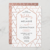Moderne geometrische Hochzeitseinladung, Rose Gold Einladung (Vorne/Hinten)