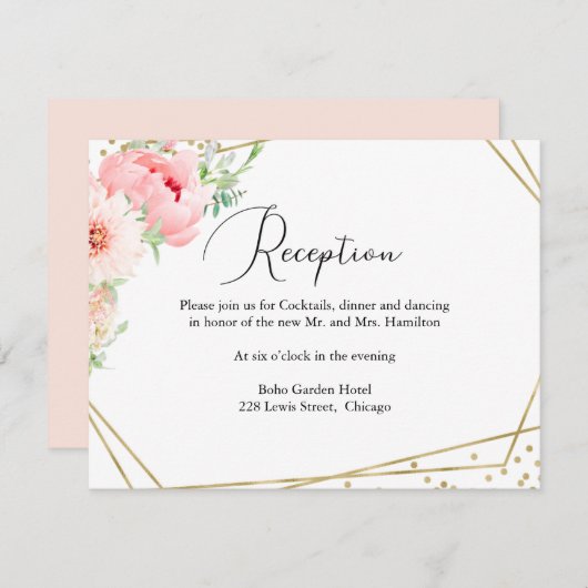 Moderne, geometrische Hochzeitsempfangskarte für F RSVP Karte (Vorne/Hinten)