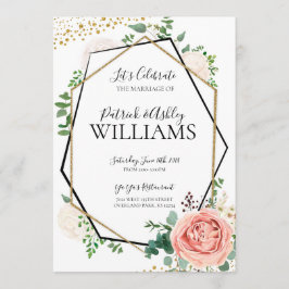 Moderne geometrische Hochzeitsempfehlung mit Gold Einladung