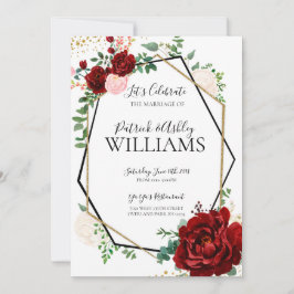 Moderne geometrische Hochzeitsempfehlung mit Gold Einladung