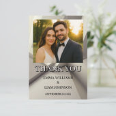 Moderne geometrische Hochzeitskarte mit Foto Dankeskarte (Stehend Vorderseite)
