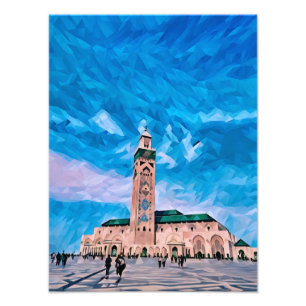 Moderne geometrische Illustration der Hassan-II-Mo Fotodruck