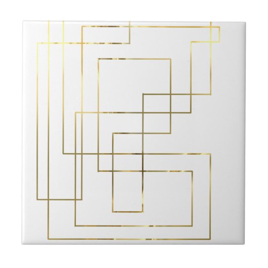 Moderne geometrische Imitat Gold Lines Keramik Til Fliese (Vorderseite)