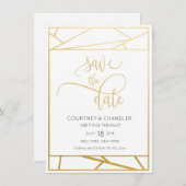 Moderne geometrische Imitat - Gold Save the Date (Vorne/Hinten)