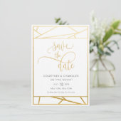 Moderne geometrische Imitat - Gold Save the Date (Stehend Vorderseite)