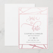 Moderne geometrische Imitat Rose Gold Save the Dat Date (Vorne/Hinten)