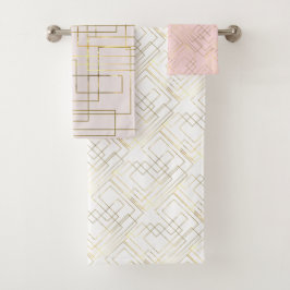 Moderne geometrische Imitate Gold Lines Badhandtuch Set