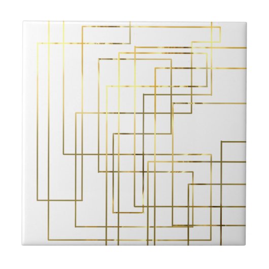 Moderne geometrische Imitate Gold Lines Fliese (Vorderseite)