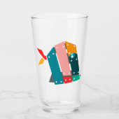 Moderne geometrische industrielle Kunst Bierglas Glas (Vorderseite)