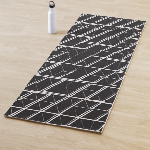Moderne geometrische Käfig-Yogamatte Schwarz & W Yogamatte