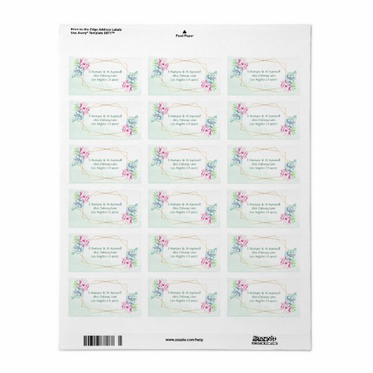 Moderne geometrische Kakteen Succulents Floral Wed Adressaufkleber (Vorne)