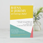 Moderne geometrische Kinderdusche Einladung (Stehend Vorderseite)