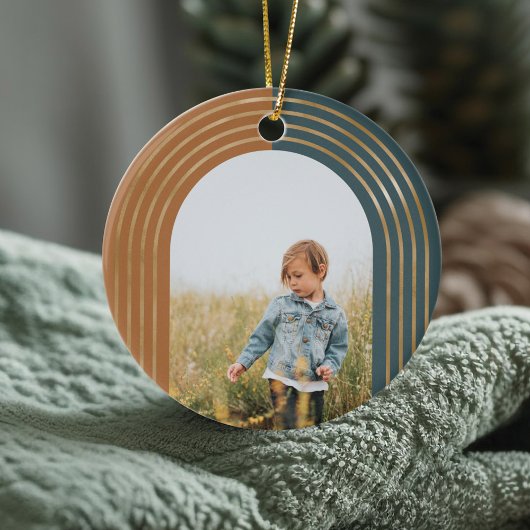 Moderne geometrische, konzentrische Goldene Arche  Keramik Ornament