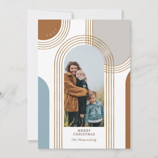 Moderne geometrische, konzentrische Goldene Bögen  Feiertagskarte (Vorderseite)