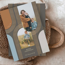 Moderne geometrische, konzentrische Goldene Bögen  Feiertagskarte