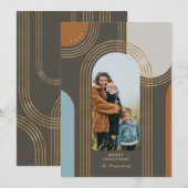 Moderne geometrische, konzentrische Goldene Bögen  Feiertagskarte (Vorne/Hinten)