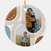 Moderne geometrische, konzentrische Goldene Bögen  Keramik Ornament (Hinten)