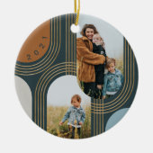 Moderne geometrische, konzentrische Goldene Bögen Keramik Ornament (Vorne)