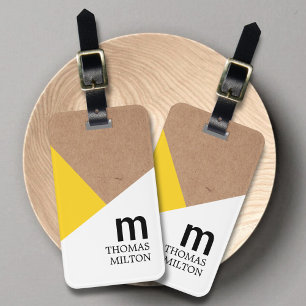 Moderne geometrische Kraft, weiß gelb Gepäckanhänger