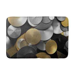 Moderne geometrische Kreise in Gold und Silber Badematte