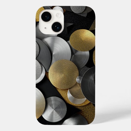 Moderne geometrische Kreise in Gold und Silber Case-Mate iPhone Hülle (Rückseite)