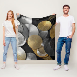 Moderne geometrische Kreise in Gold und Silber Fleecedecke