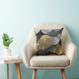 Moderne geometrische Kreise in Gold und Silber Kissen