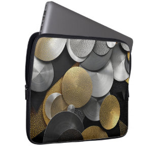 Moderne geometrische Kreise in Gold und Silber Laptopschutzhülle