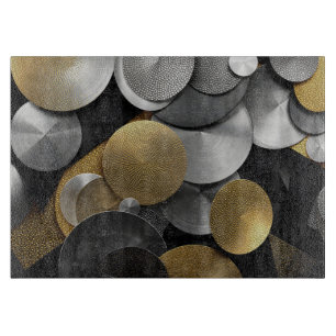 Moderne geometrische Kreise in Gold und Silber Schneidebrett