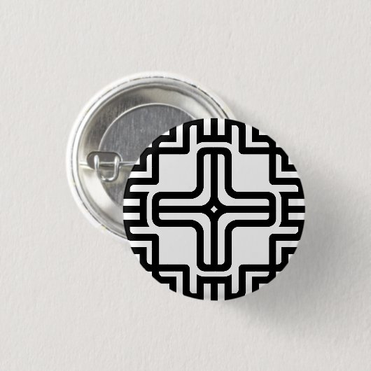 Moderne geometrische Kreuzlinienkunst Button (Vorne & Hinten)