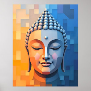 Moderne geometrische Kunst Buddha vermitteln Poster