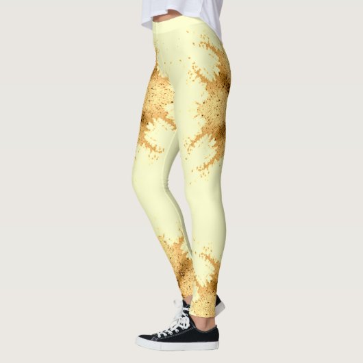 Moderne geometrische Kunst Gelbsepia Leggings (Links)