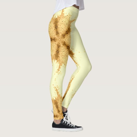 Moderne geometrische Kunst Gelbsepia Leggings (Rechts)