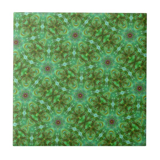 Moderne geometrische Kunst Pfauen Grün Fliese (Vorderseite)