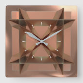 Moderne geometrische Kupfer-Wand-Uhr Quadratische Wanduhr (Vorderseite)