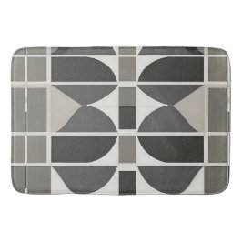 Moderne geometrische Kurven in Grau und Weiß Badematte