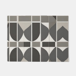 Moderne geometrische Kurven in Grau und Weiß Fußmatte