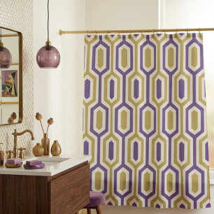 Moderne geometrische Lavendel- und Gold-Duschvorha Duschvorhang