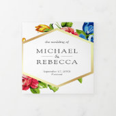 Moderne geometrische, lebendige Hochzeit des Fotos Dreifach Gefaltete Einladung (Cover)