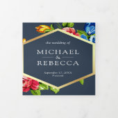 Moderne geometrische, lebendige Hochzeit des Fotos Dreifach Gefaltete Einladung (Cover)