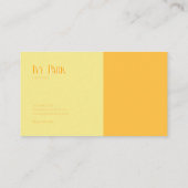Moderne geometrische leuchtend gelbe Blüte Visitenkarte (Rückseite)