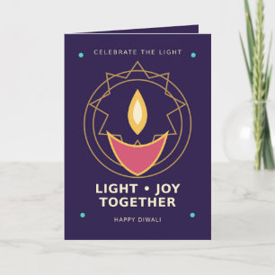 Moderne geometrische Licht-Freude-Zusammen Diwali- Karte