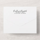 Moderne geometrische Lichter Schwarze Hochzeit All In One Einladung (Rückseite)