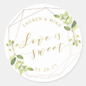 Moderne geometrische Liebe ist süße Hochzeit Runder Aufkleber (Vorderseite)