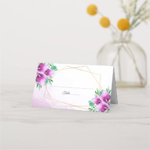 Moderne geometrische Lila Calla Lily Wedding Platzkarte
