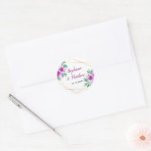 Moderne geometrische Lila Calla Lily Wedding Runder Aufkleber (Umschlag)